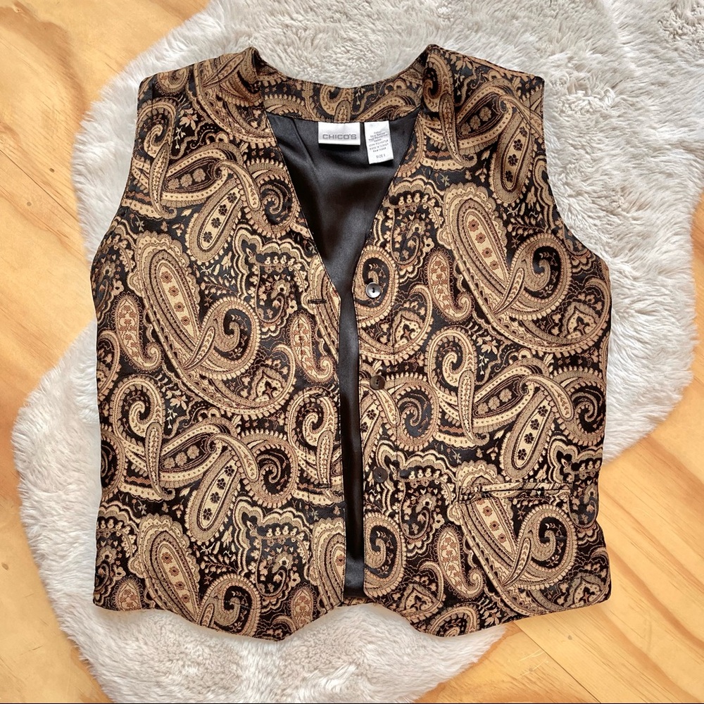 CHICO'S Silk Embroidered Vest